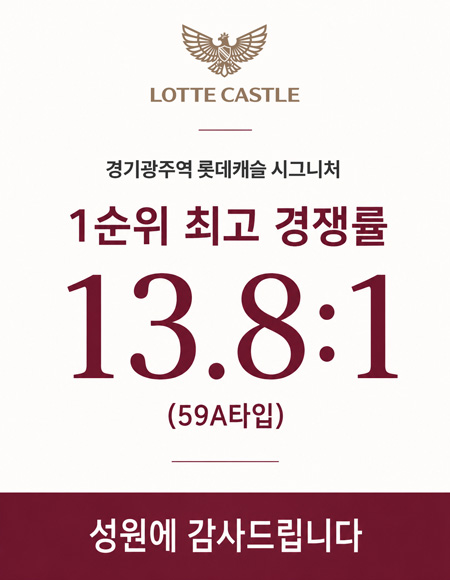 경기광주역 롯데캐슬 시그니처 1순위 최고 경쟁률 안내
